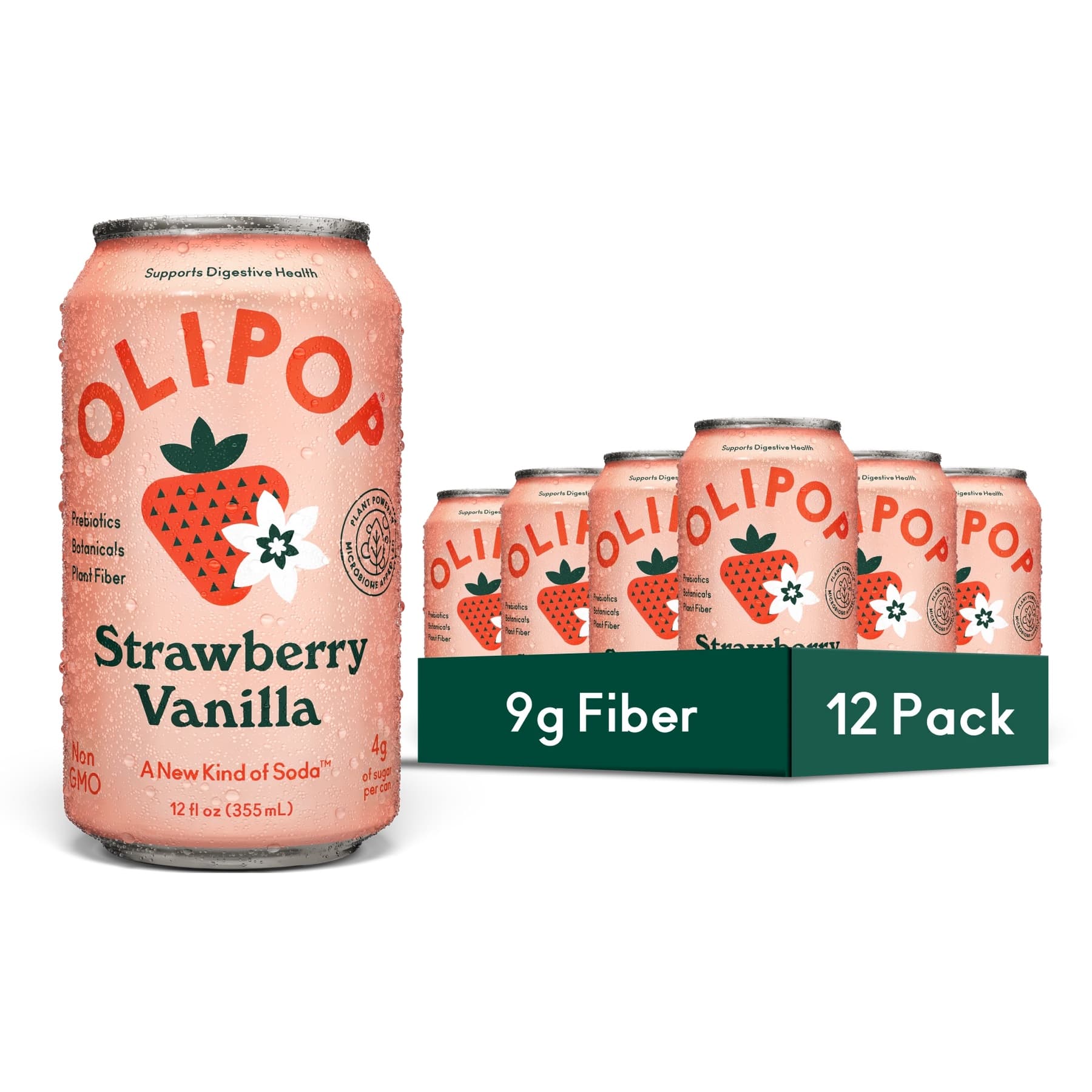 Olipop can in current 2026 packaging on white