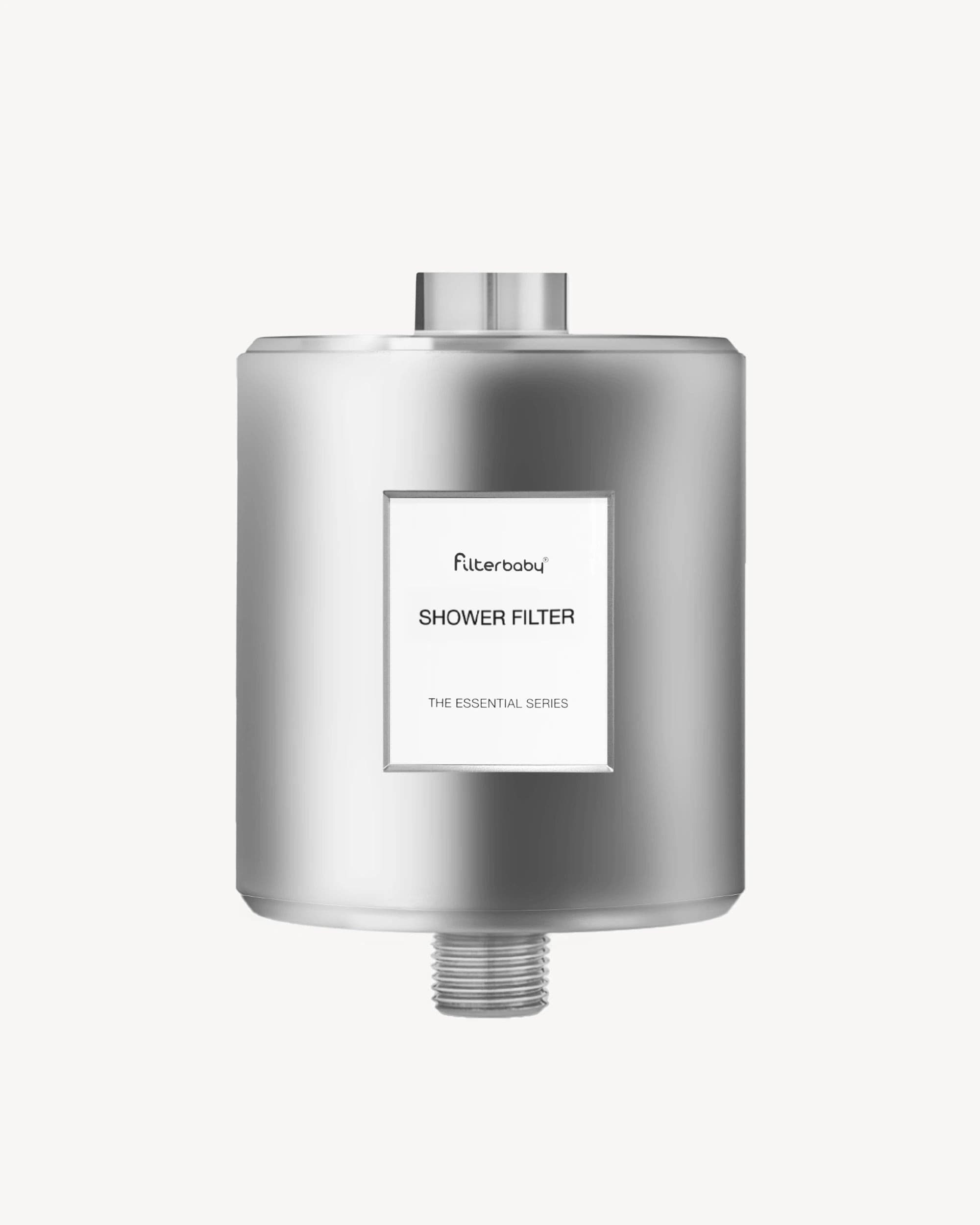 Filterbaby whole-home filter hardware on a clean studio field