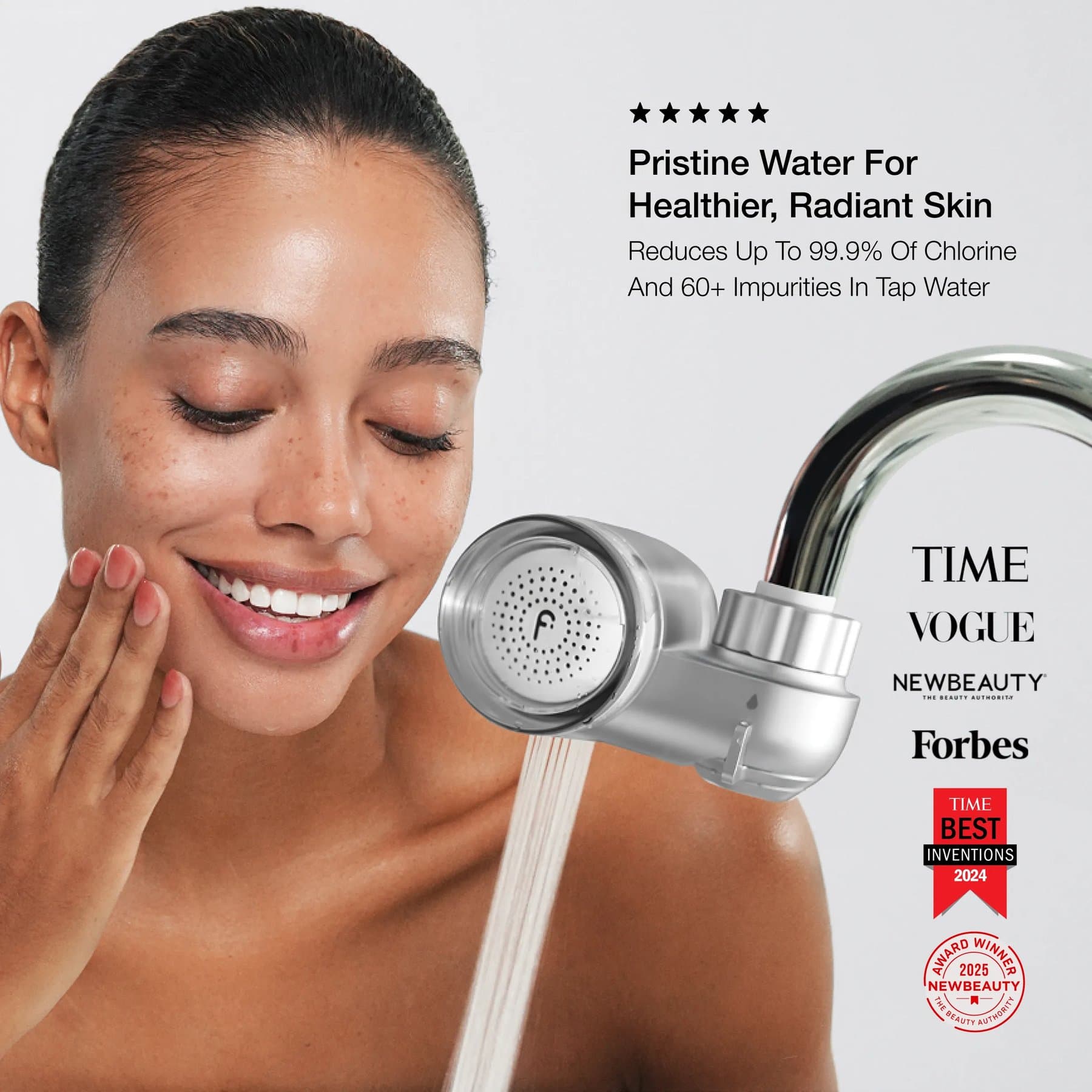 Filterbaby Faucet Filter 2.0 product still on a light field